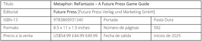 Metaphor: ReFantazio Future Press Game Guide - especificaciones
